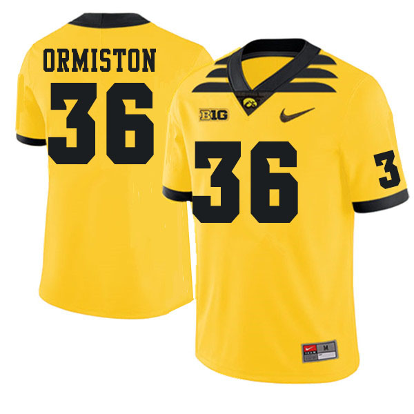 Men #36 Sean Ormiston Iowa Hawkeyes College Football Jerseys Sale-Gold - Click Image to Close